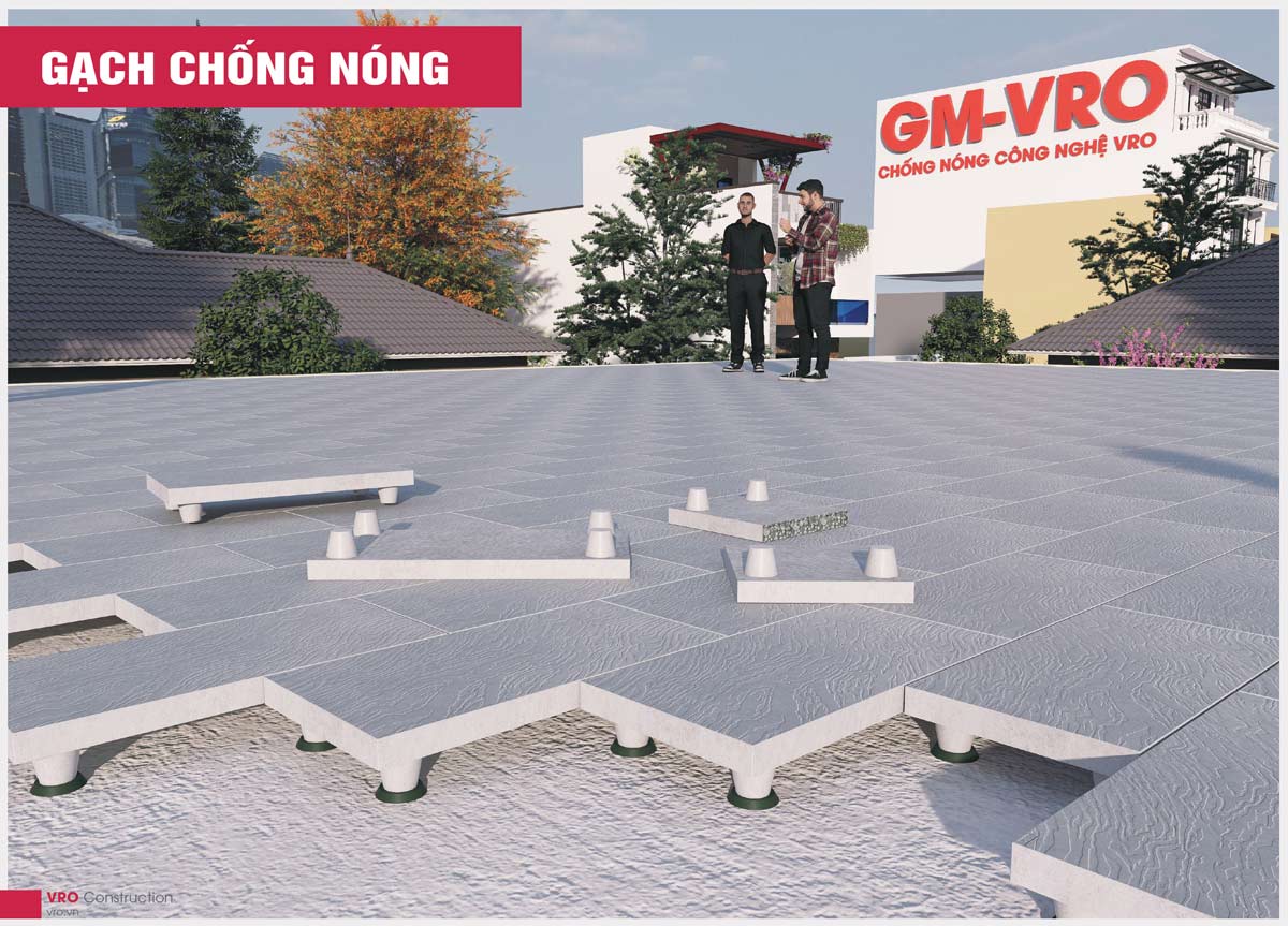 Gạch chống nóng sân thượng chống nóng mái GM-VRO