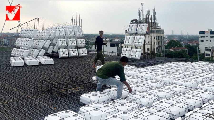 Sàn phẳng vượt nhịp công trình Văn Ngọ tại Đông Anh, Hà Nội