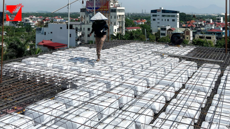 Sàn phẳng vượt nhịp công trình Văn Ngọ tại Đông Anh, Hà Nội