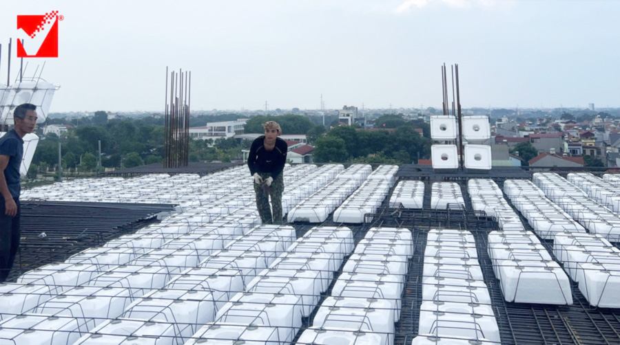 Sàn phẳng vượt nhịp công trình Văn Ngọ tại Đông Anh, Hà Nội