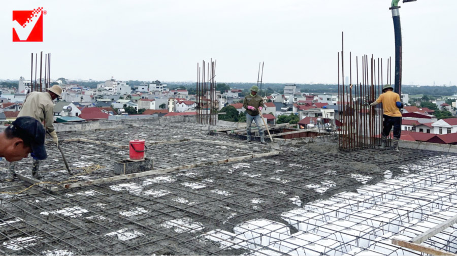 Sàn phẳng vượt nhịp công trình Văn Ngọ tại Đông Anh, Hà Nội