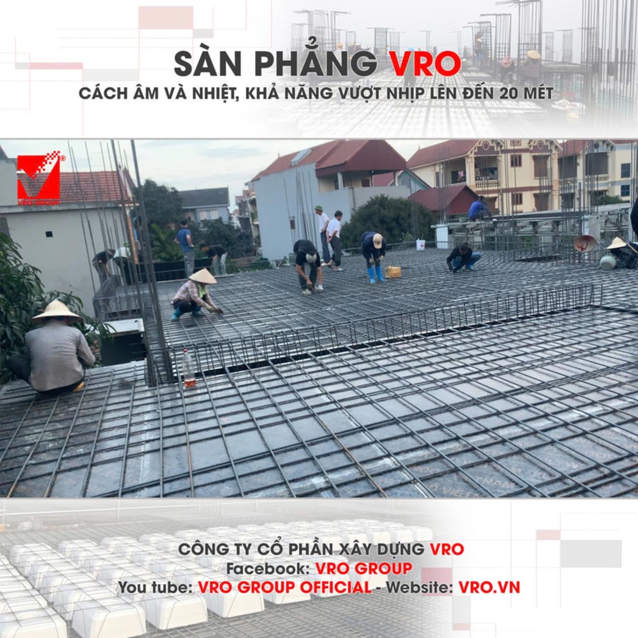 Thi công sàn phẳng VRO công trình Minh Thảnh tp Hà Nội