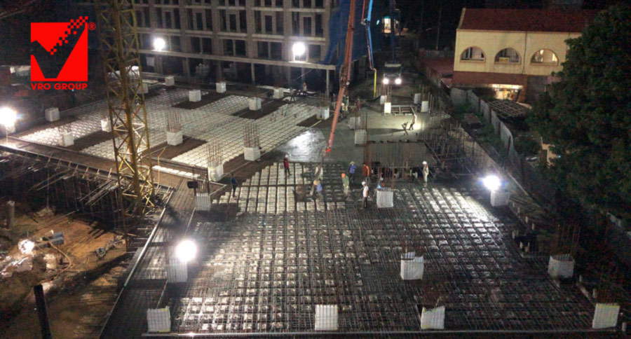 Thi công sàn phẳng không dầm vuọt ưnhịp VRO công trình The Dome Hotel Hà Nam