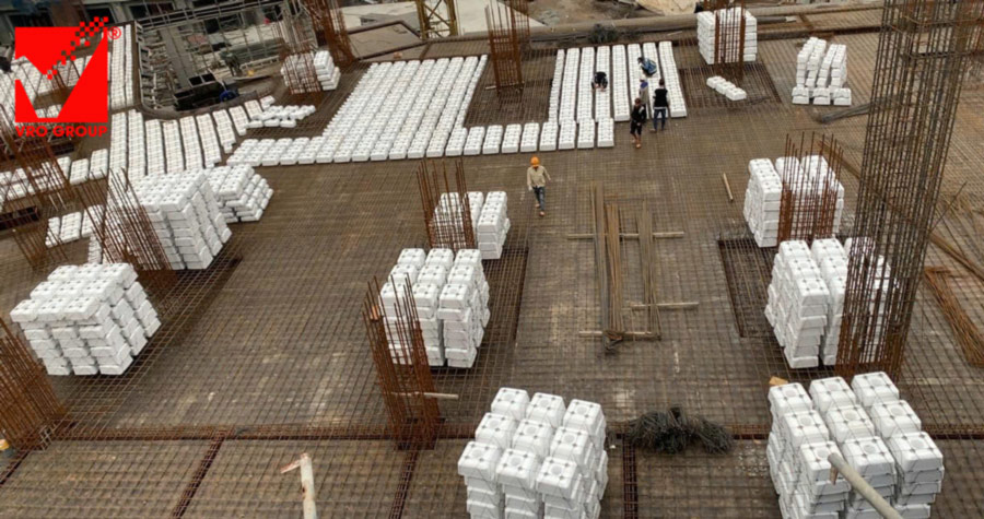 Thi công sàn phẳng không dầm vuọt ưnhịp VRO công trình The Dome Hotel Hà Nam