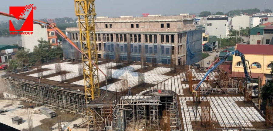 Thi công sàn phẳng không dầm vuọt ưnhịp VRO công trình The Dome Hotel Hà Nam