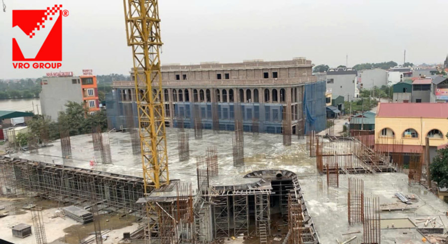Thi công sàn phẳng không dầm vuọt ưnhịp VRO công trình The Dome Hotel Hà Nam