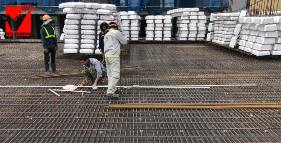 Thi công sàn phẳng không dầm vuọt ưnhịp VRO công trình The Dome Hotel Hà Nam