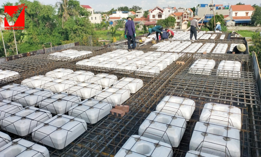 Thi công sàn phẳng không dầm công trình Văn Sự tại Hải Phòng