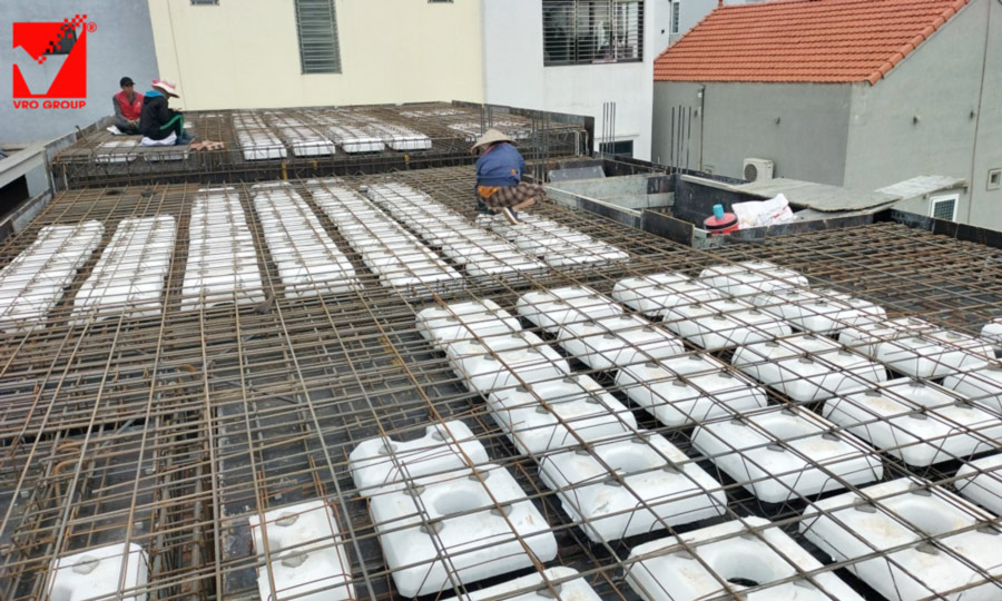 Thi công sàn phẳng không dầm công trình Văn Sự tại Hải Phòng