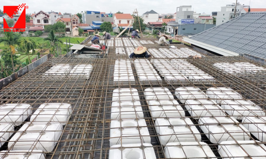 Thi công sàn phẳng không dầm công trình Văn Sự tại Hải Phòng