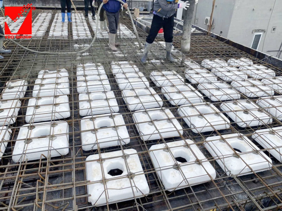 Thi công sàn phẳng không dầm công trình Văn Sự tại Hải Phòng