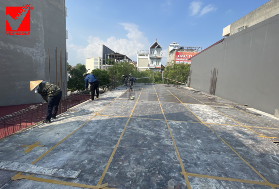 Thi công sàn phẳng vượt nhịp lớn Công trình Minh Thanh, Bắc Giang