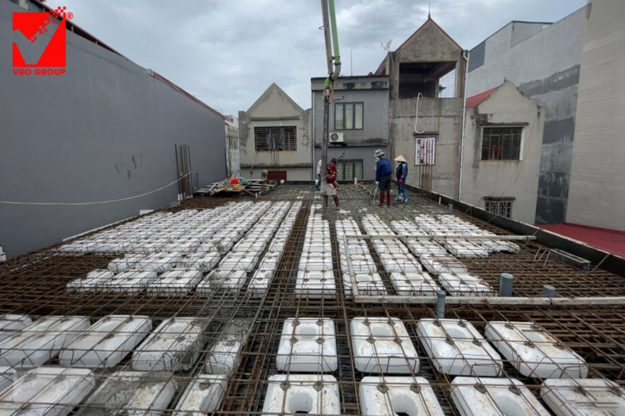 Thi công sàn phẳng vượt nhịp lớn Công trình Minh Thanh, Bắc Giang