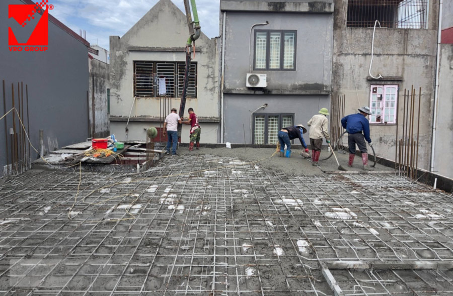 Thi công sàn phẳng vượt nhịp lớn Công trình Minh Thanh, Bắc Giang