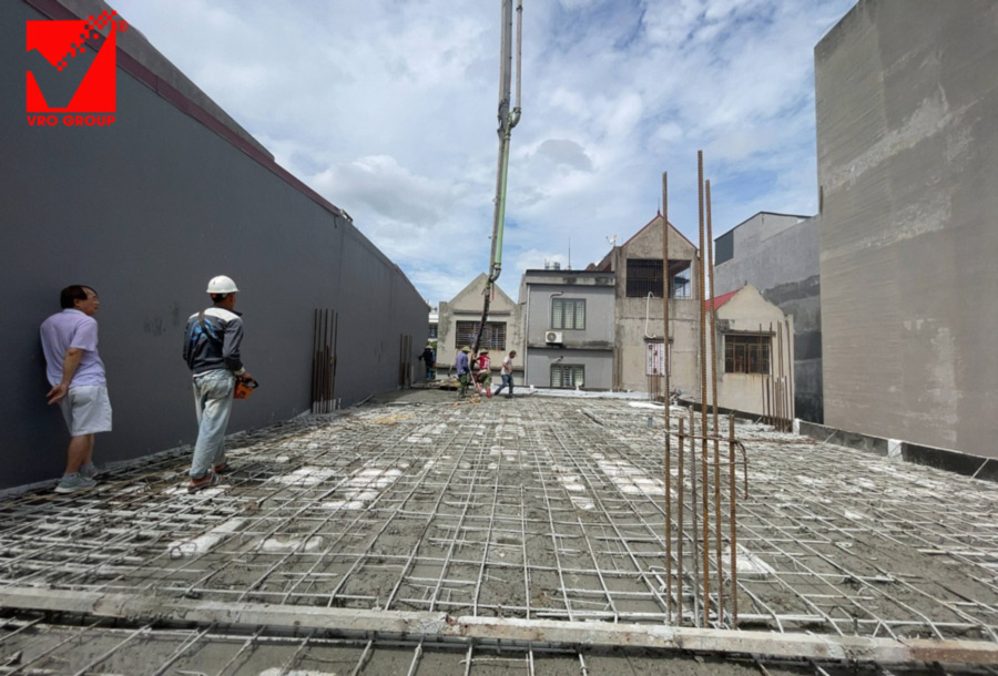 Thi công sàn phẳng vượt nhịp lớn Công trình Minh Thanh, Bắc Giang