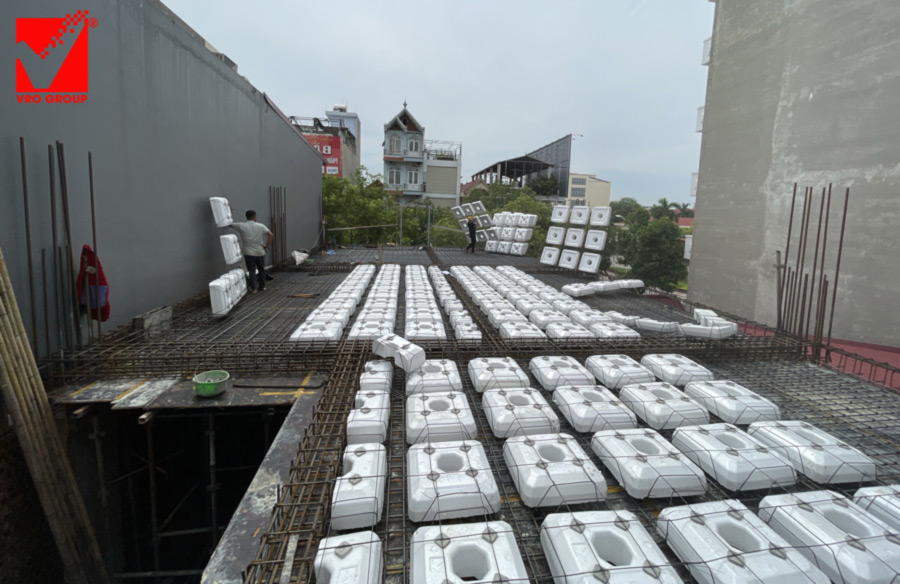 Thi công sàn phẳng vượt nhịp lớn Công trình Minh Thanh, Bắc Giang