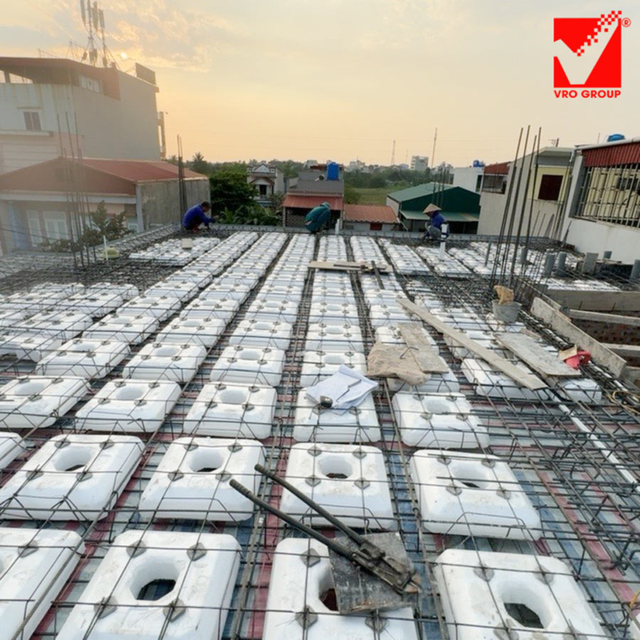 Thi công sàn xốp vượt nhịp lớn công trình Trung Kiên - Thái Bình