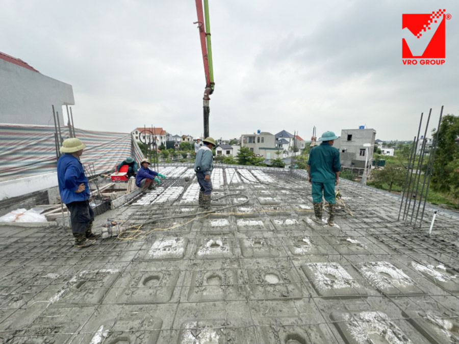 Thi công sàn xốp vượt nhịp lớn công trình Trung Kiên - Thái Bình