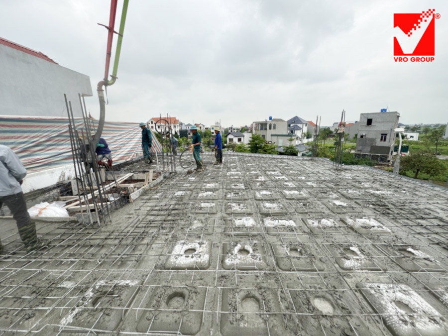 Thi công sàn xốp vượt nhịp lớn công trình Trung Kiên - Thái Bình