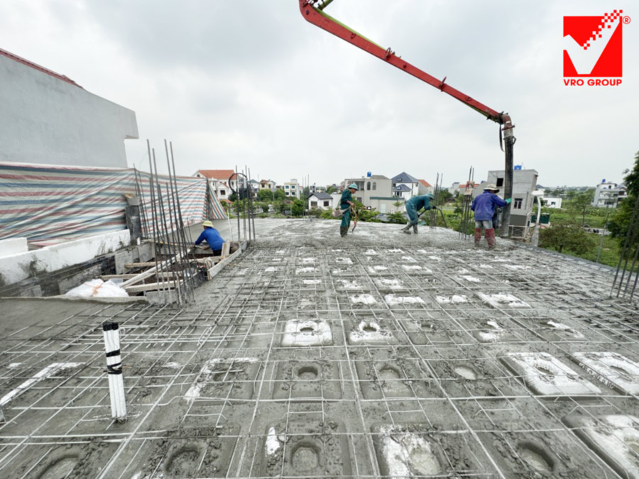 Thi công sàn xốp vượt nhịp lớn công trình Trung Kiên - Thái Bình