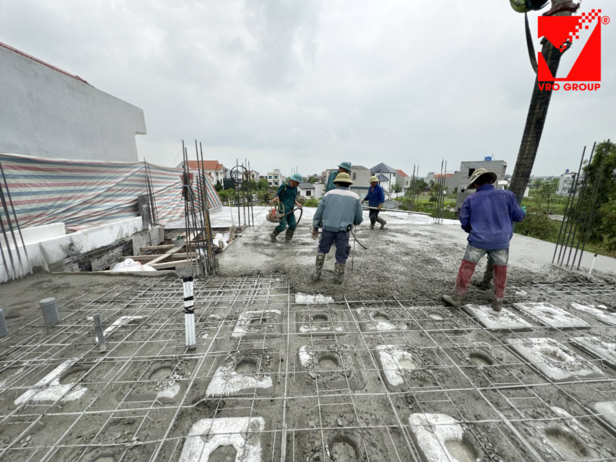 Thi công sàn xốp vượt nhịp lớn công trình Trung Kiên - Thái Bình