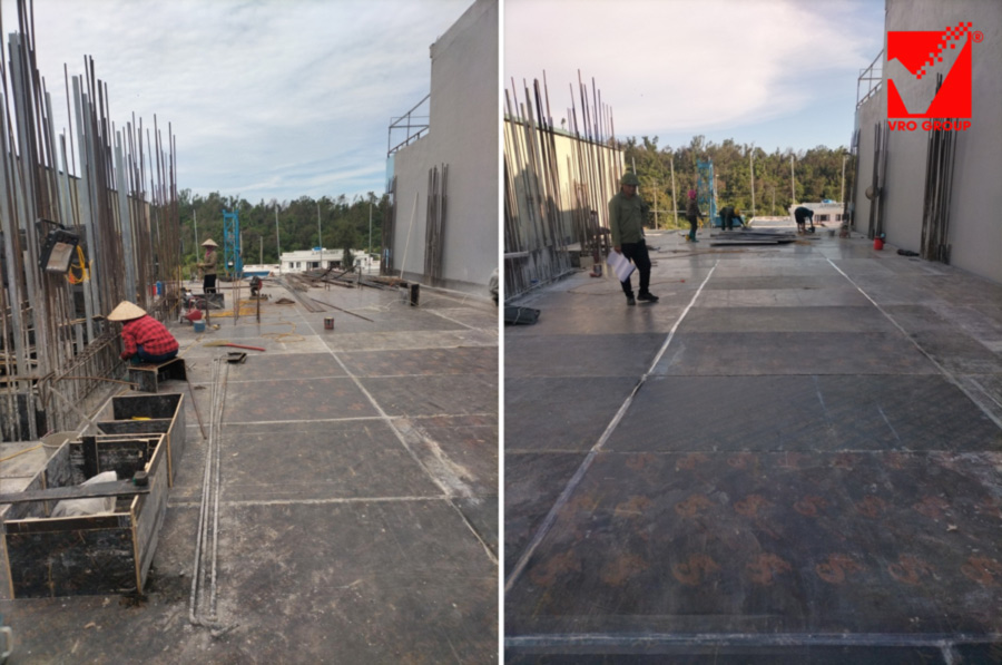 Thi công sàn phẳng khách sạn Anh Trường Cô Tô Quảng Ninh