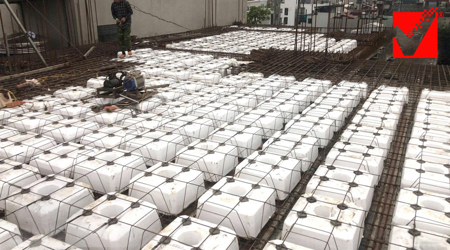 Thi công sàn phẳng lõi xốp công trình Tiến Linh