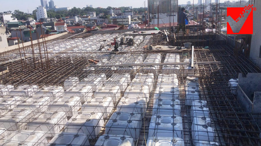 Thi công sàn phẳng lõi xốp công trình Tiến Linh