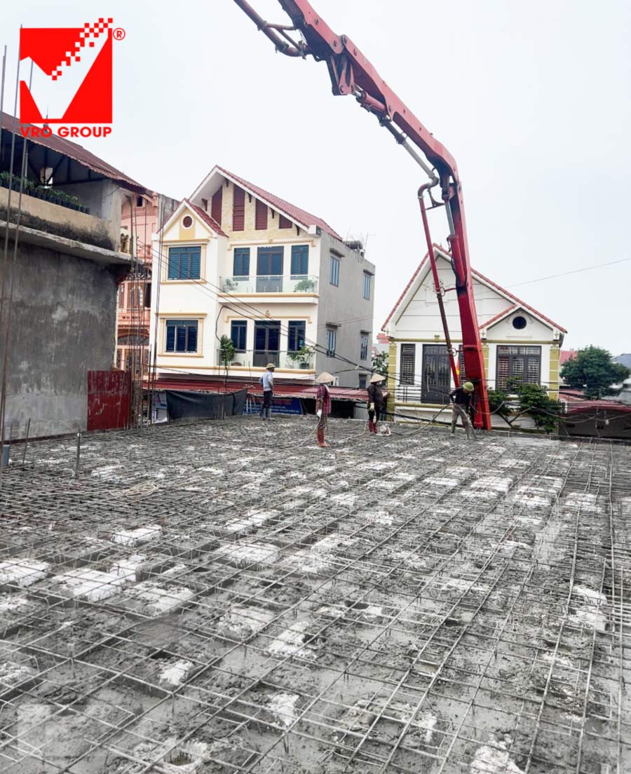 Thi công sàn vượt nhịp 12m dự án Thu Uyên tại Bắc Giang