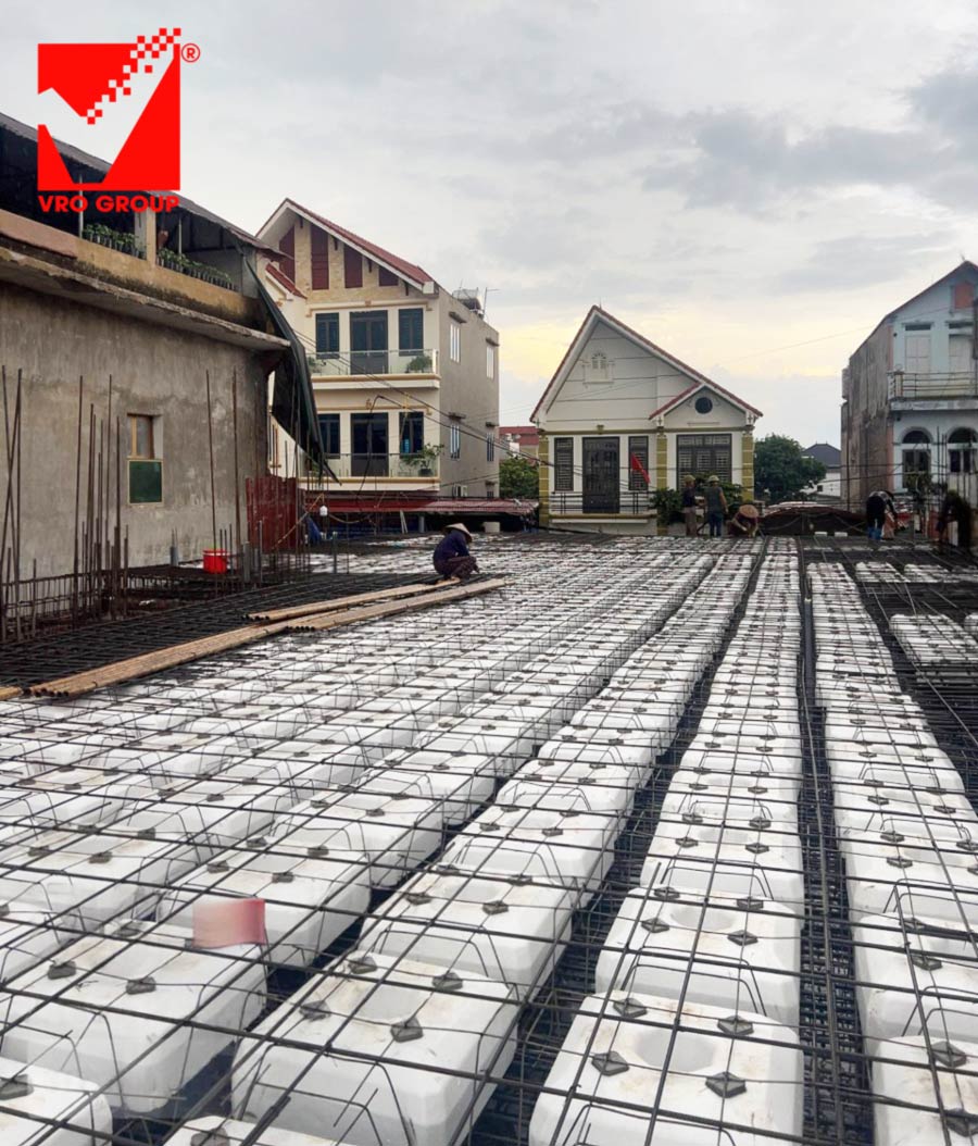 Thi công sàn vượt nhịp 12m dự án Thu Uyên tại Bắc Giang