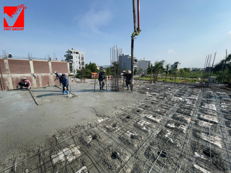 Thi công sàn xốp vượt nhịp lớn công trình Minh Huy tại Bắc Giang