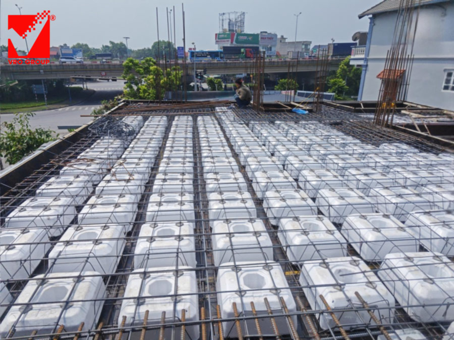 Thi công sàn phẳng công trình PHúc Hưng - Long Biên