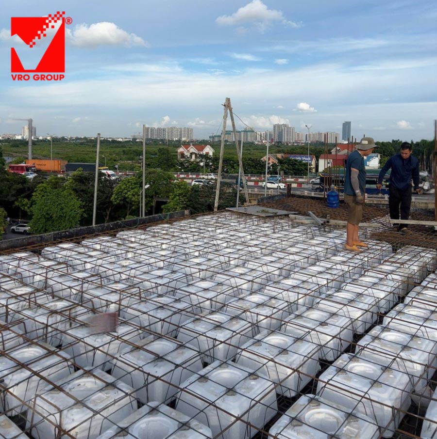 Thi công sàn phẳng công trình PHúc Hưng - Long Biên