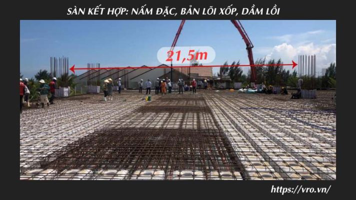 sàn phẳng lõi xốp + Dầm chuyển