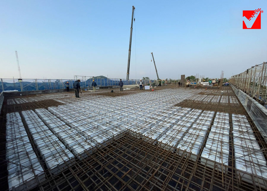 Thi công sàn phẳng VRO công trình Văn phòng Tân Thanh - Hà Nội