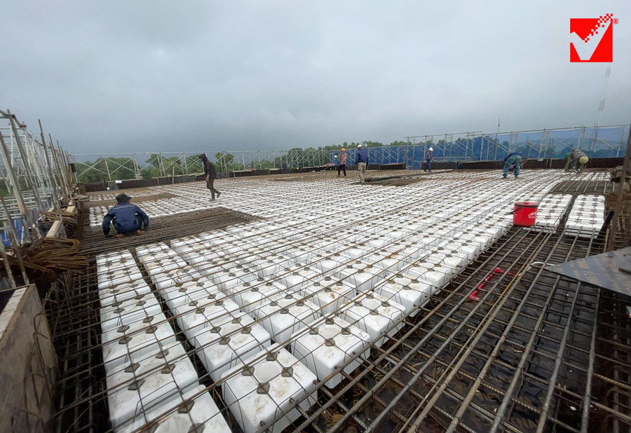 Thi công sàn phẳng VRO công trình Văn phòng Tân Thanh - Hà Nội