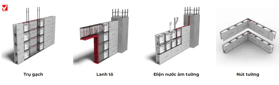 Thi công tường gạch nhẹ VRO các vị trí đặc thù
