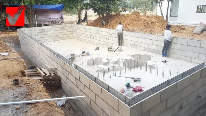 Sử dụng gạch nhẹ xây bể bơi