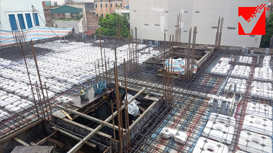 Thi công sàn phẳng hộp xốp VRO công trình Kim Hùng