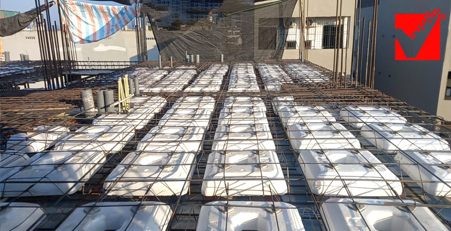 Thi công sàn phẳng hộp xốp VRO công trình Kim Hùng