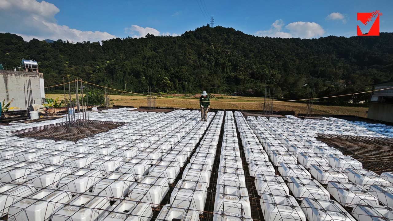 Thi công sàn hộp xốp VRO công trình Văn Anh