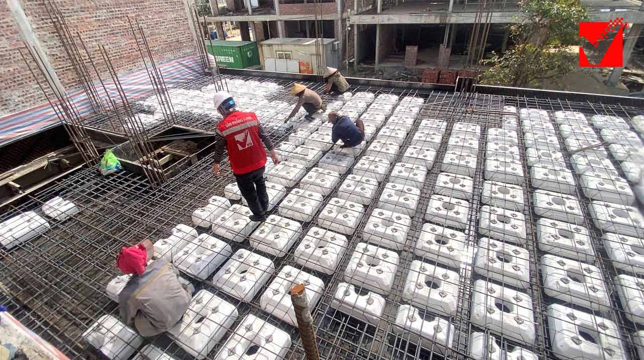 Thi công sàn xốp công trình Thu Ngân