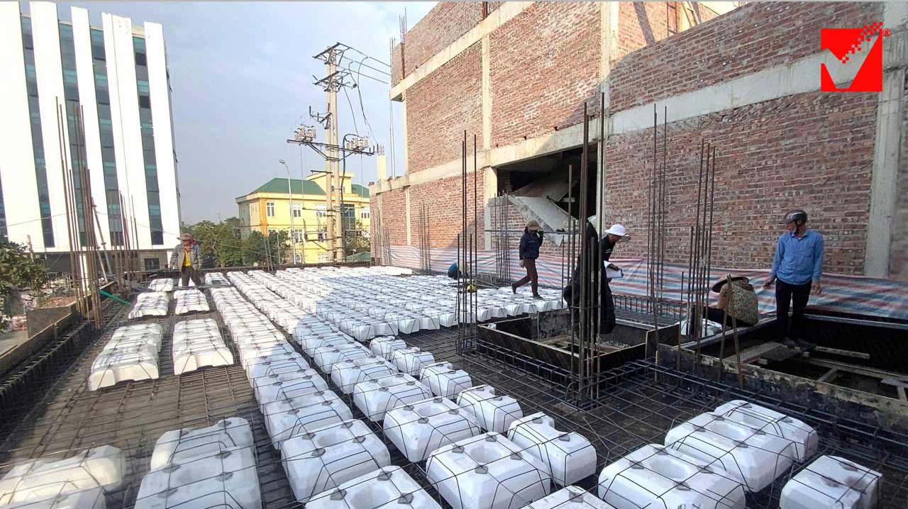 Thi công sàn xốp công trình Thu Ngân