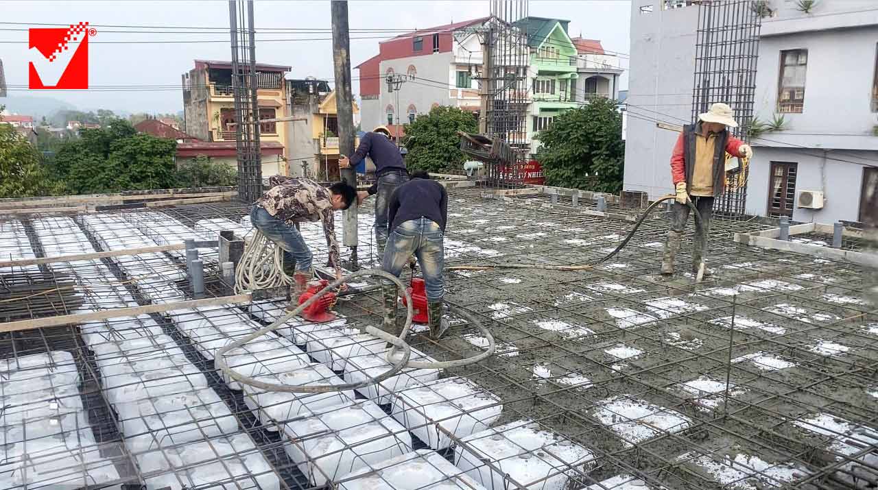 Sàn phẳng VRO công trình VP Bắc Cạn TP Thái Nguyên