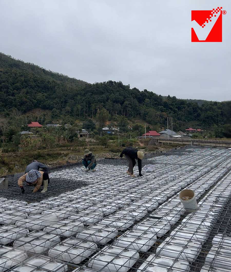 Sàn phẳng công trình nhà điều hành Lai Châu