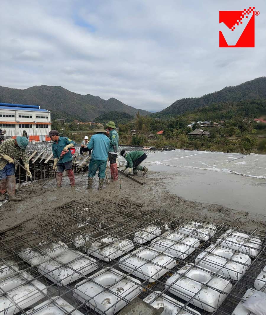 Sàn phẳng công trình nhà điều hành Lai Châu