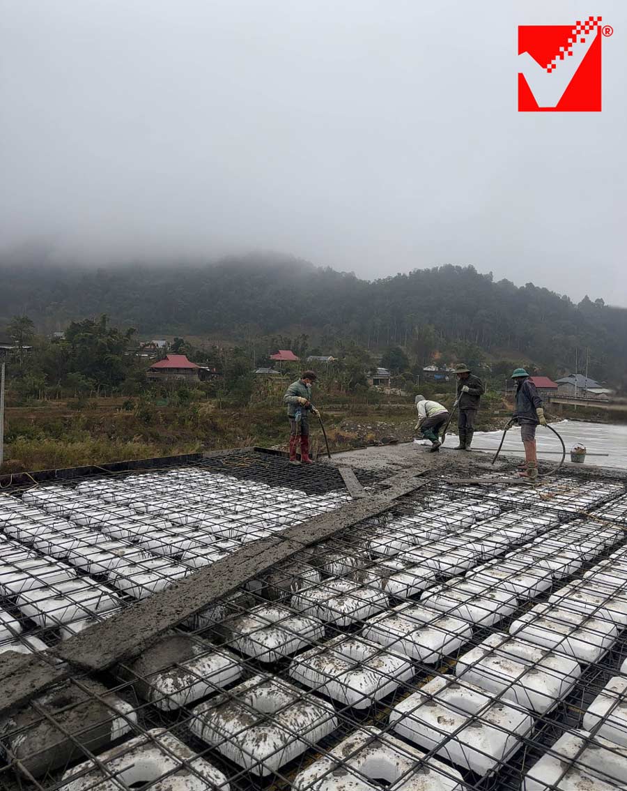 Sàn phẳng công trình nhà điều hành Lai Châu