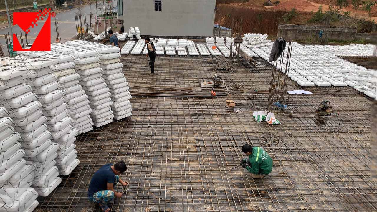 Thi công sàn phẳng công trình Ngọc Mãi tại Thái Nguyên