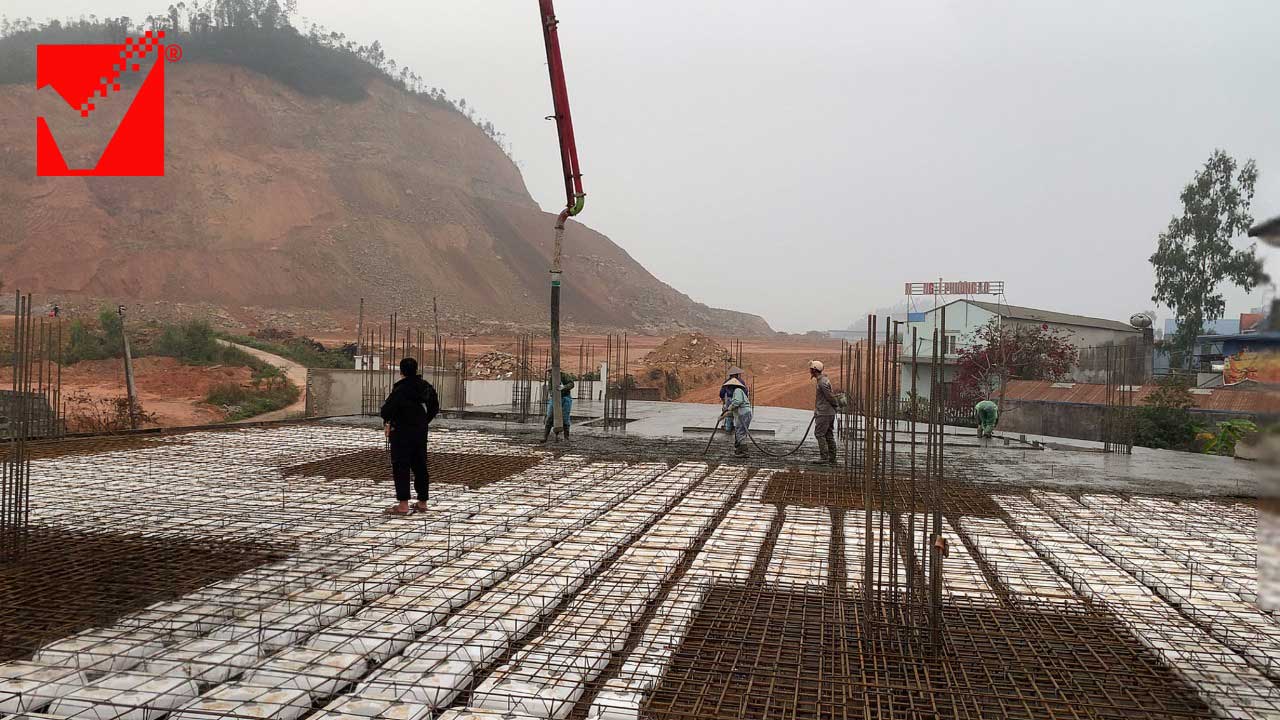 Thi công sàn phẳng công trình Ngọc Mãi tại Thái Nguyên