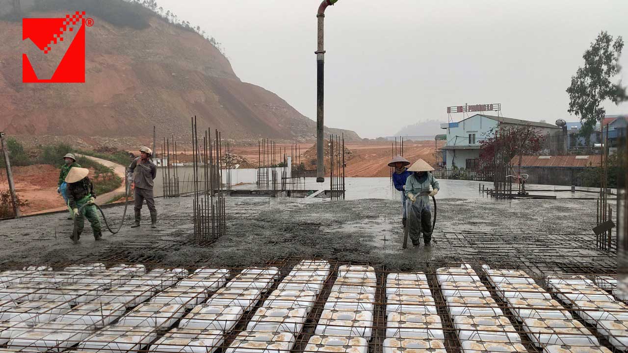 Thi công sàn phẳng công trình Ngọc Mãi tại Thái Nguyên